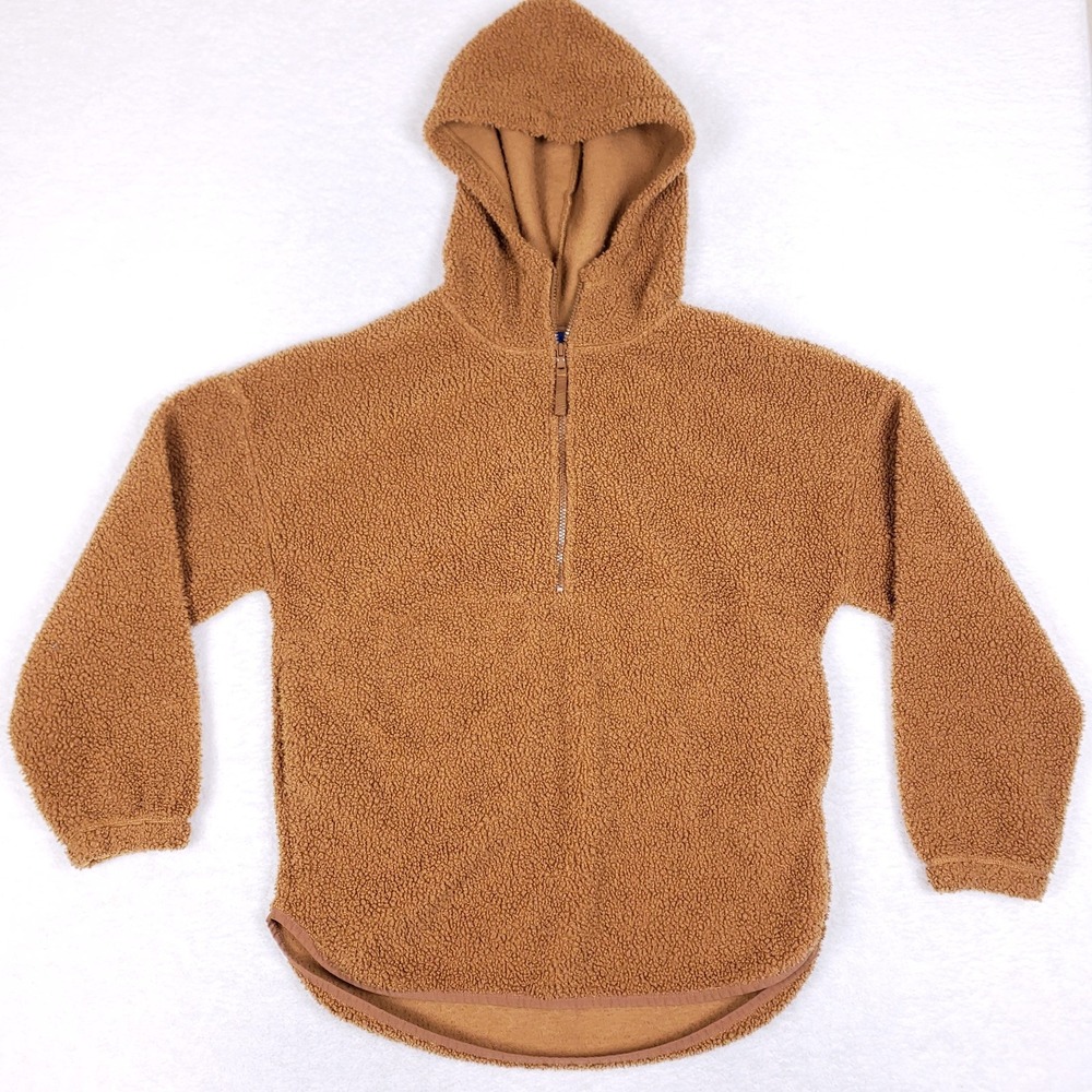 Gap Sherpa Fleece Hoodie Brown 1/2 Zip Pullover Sweatshirt Men's Medium